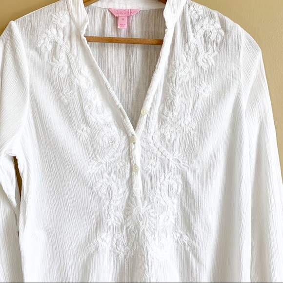 LILLY PULITZER white popover embroidered RELISTED - Picture 3 of 12